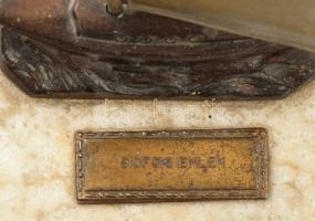 cca 1930 Siófoki emlék, art deco stílusú vitorláshajó, magyar zászlóval, m: 16,5 cm