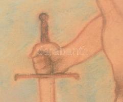 Kézdi-Kovács Lóránt (1872-1932): A háború allegóriája, 1914. Pasztell, vöröskréta, papír, jelzett és...