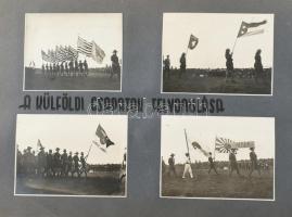 1933 Gödöllő, a IV. világjamboree eseményeit megörökítő fotóalbum 92 db különböző méretű fotóval, ra...