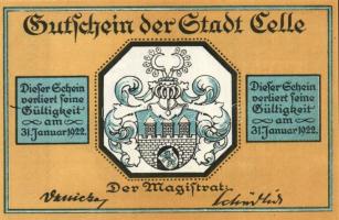 Német Birodalom/Weimari Köztársaság/ Celle 1922. 25Pf + 50Pf + 75Pf + 100Pf 4klf db, teljes sor T:I