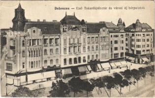 1917 Debrecen, Első Takarékpénztár palotája és városi új bérpaloták, üzletek. Thaisz A. kiadása (EK)