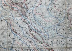 cca 1910 Az Erdélyi Medence antiklinális vonulatainak átnézetes térképe. Összeállította: dr. Böckh H...