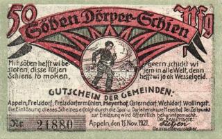 Német Birodalom/Weimari Köztársaság/ Appeln 1921. 25Pf + 50Pf + 75Pf 3klf db, teljes sor T:I