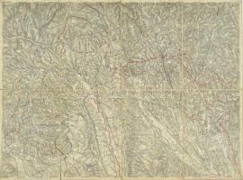 1882 Hartberg und Pinkafeld, Zone 16 Kol. XIV., mit Wegmarkierungen / Hartberg és Pinkafeld (Pinkafő) környékének térképe, 1 : 75.000, kézi színezésű útjelölésekkel, szélein körbevágva, 52x39 cm