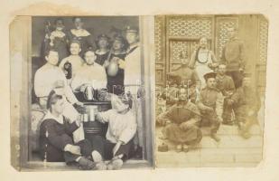 cca 1900 Kína, fotóalbum a boxerlázadás idejéből, kínai város- és életképekkel, emellett külföldi cs...