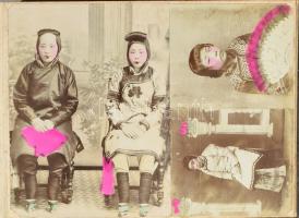 cca 1900 Kína, fotóalbum a boxerlázadás idejéből, kínai város- és életképekkel, emellett külföldi cs...