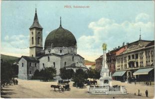 1916 Pécs, Széchenyi tér, szálloda, templom (EK)