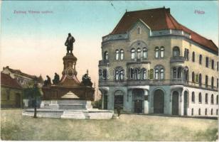 1916 Pécs, Zsolnay Vilmos szobor, cukrászda