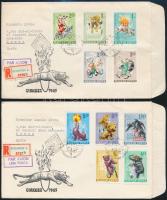 1965 Cirkusz vágott sor 2 db FDC-n Szíriába / Mi 2141-2150 imperforate set on 2 FDCs