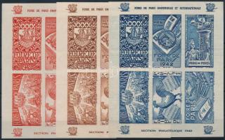 Franciaország 1942 Párizsi bélyegkiállítás 3 klf reklámblokk