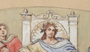 Deák Ébner Lajos (1850-1934): Történelmi jelenet, 1870 körül. Gouache, karton. Jelzett. Proveniencia...