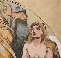 Deák Ébner Lajos (1850-1934): Történelmi jelenet, 1870 körül. Gouache, karton. Jelzett. Proveniencia...