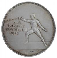 Ausztria 1910. K. u. K. Garnisons Fechtclub Wien jelzett Ag vívó sport emlékérem 13. IV. 1910.. Szign.: Fábri Ignác (20,70g/0.800/36mm) T:1-,2 / Austria 1910. K. u. K. Garnisons Fechtclub Wien hallmarked Ag fencing sports commemorative medallion 13. IV. 1910.. Sign.: Ignác Fábri (20,70g/0.800/36mm) C:AU,XF