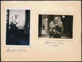 Nagyajtay György (1909-1993) színész fotója és Szemere Vera (1923-1995) színésznő fotója papírlapon,az egyik fotó két sarkán, valamint a másik fotó felületén törésnyomokkal, 9x6,5 cm