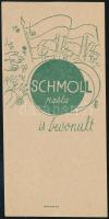 cca 1940 Schmoll pasta is bevonult, reklám számolócédula, Bp., Athenaeum-ny., 14x6,5 cm