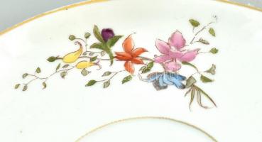 Herendi 1893 antik, teás csésze aljjal, kézzel festett porcelán, jelzett: szalagos Herend. Kopott. m...