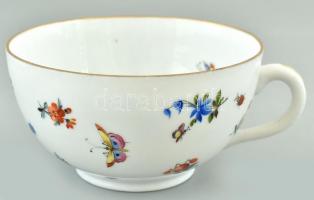 Herendi 1893 antik, teás csésze aljjal, kézzel festett porcelán, jelzett: szalagos Herend. Kopott. m...