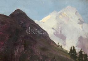 Kézdi-Kovács László (1864-1942): Az Ortler havasai Suldennél, 1910. Olaj, vászon. Jelzett és datált....