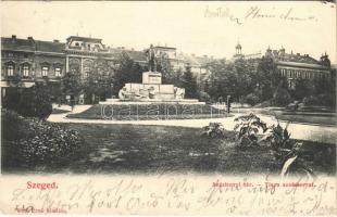 1908 Szeged, Széchenyi tér, Tisza szobor. Pető Ernő kiadása