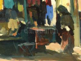 Várdeák Ferenc (1897-1971): Óbuda, ruhaárus a Kolosy téri piacon. Olaj, vászon. Jelzett. Kiállítva: ...