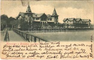 1901 Keszthely, Hullám és Balaton szálloda a parton. Sujánszky József kiadása (ragasztónyom / glue mark)