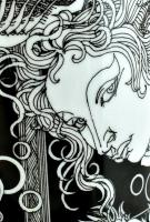 Hollóházi Szász Endre által tervezett mintával díszített porcelán váza, matricás, jelzett, hibátlan,...