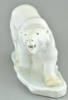 Herendi Maugsch Gyula (1882 - 1946): Jegesmedve, kézzel festett porcelán, jelzett, kopás nyomok, 22×...