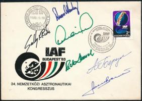1983 IAF nemzetközi asztronautikai kongresszus FDC 8 úrhajós aláírásával / IAF congress with signatures of 6 Soviet German and Hungarian astronauts