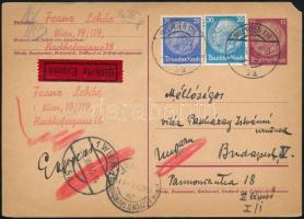 1940 Lehár Ferenc (1870-1948) zeneszerző német nyelvű, autográf levelezőlapja vitéz Papházay Istvánnénak. Saját bélyegzőjével. / 1939 Autograph postcard of Franz Lehar (1870-1948) , sent from Vienna