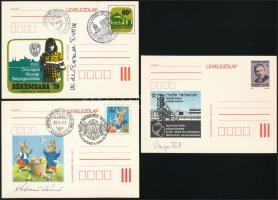cca 1970-1980 5 db FDC a bélyeg tervezők aláírásával: Kass János, Wiederkomm Ervin, Bokros Ferenc, Kékesi László, Varga Pál.