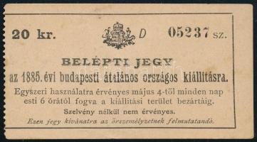 1885 Belépti jegy a budapesti általános országosa kiállításra