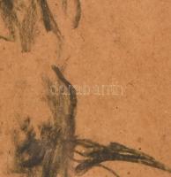 Szalay Ferenc (1931-2013): Csikó. Szén, papír, jelzett. Üvegezett fa keretben, 32×20 cm