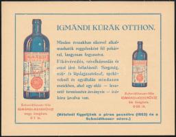cca 1920-1930 Schmidthauer-féle Igmándi keserűvíz kétoldalas reklám szórólapja, Tata, Engländer-ny.,...