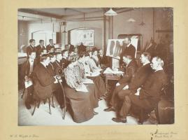 cca 1910-1920 Szabótanfolyam hallgatói Amerikában, W. E. Wright & Sons, 3 db kartonra kasírozott...