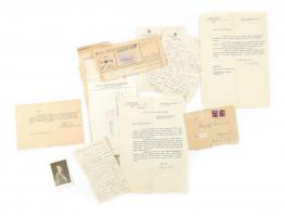 1945 Gergely, Goldberger Oszkárné holokauszt áldozat keresése ügyében íródott néhány dokumentum, kikeresztelési bizonyítvány, családi levelezés és fotó / Documents regarding a Holocaust victim. Letters, photos