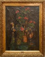 Koszta jelzéssel: Csendélet. Olaj, vászon. 93x75 cm, Sérült. Sérült keretben