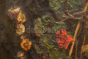 Koszta jelzéssel: Csendélet. Olaj, vászon. 93x75 cm, Sérült. Sérült keretben