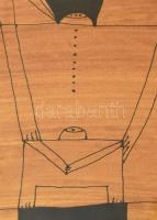 Székely Pierre (1923-2001): Ange atemporel. Monotípia, papír, jelzett, üvegezett fa keretben, 41x29 ...