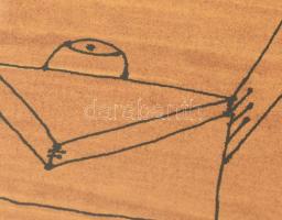 Székely Pierre (1923-2001): Ange atemporel. Monotípia, papír, jelzett, üvegezett fa keretben, 41x29 ...