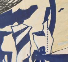 El Kazovszkij (1948-2008): Tájkép 2.... Zománcfesték, tempera, papír, jelzett. Párdarabja reprodukál...