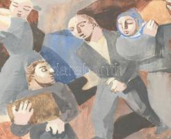 Forgács István (1915-): Jelenet, 1940-es évek. Tempera, ceruza, papír, jelezve jobbra lent. Üvegezet...