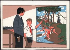 cca 1970 Szocreál iskolai szemléltető plakát, 3 db, Művészeti Vállalat, 22×32 cm