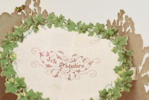 cca 1880 Térbeli litho üdvözlő kártya. . Litográfia. Szép állapotban, hozzá egy másik kártya is m: 1...