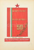 Pusztai Bálint jelzéssel: Egy mappányi szocreál plakát- és dekorációterv, különféle szocialista jubi...