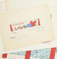 Pusztai Bálint jelzéssel: Egy mappányi szocreál plakát- és dekorációterv, különféle szocialista jubi...