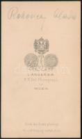 cca 1864 Rohonczy Aladár (1845-1902) huszár főhadnagy vizitkártya méretű fényképe, hátoldalán felira...