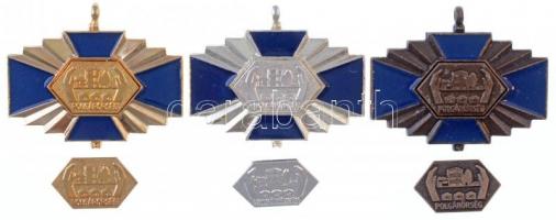 DN Országos Polgárőr Szövetség arany-, ezüst- és bronzfokozatú műgyantás fém kitüntető érem és fém jelvény (6xklf) T:1-,2