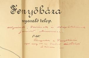 1901 Fenyőháza/Lubochna nyaralótelep térkép vázlata, rajta a Vág (Váh/Waag) folyóval és Lubochna pat...