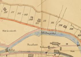 1901 Fenyőháza/Lubochna nyaralótelep térkép vázlata, rajta a Vág (Váh/Waag) folyóval és Lubochna pat...