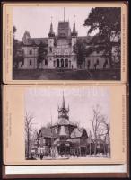 Ezredéves Kiállítás Budapest 1896. Leporello 12 db keményhátú kabinetfotóval, Ősbuda vára Haditenger...